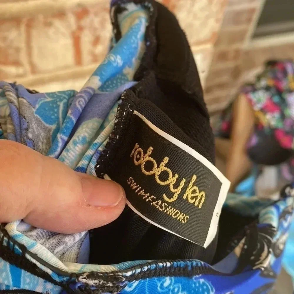 Robby‎ Len Blue Paisley Shirred One Piece Swim Suit